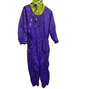 Davidsson USA VTG Purple-Neon-1 Piece Ski Suit/Snowsuit-90s-Insulated-Junior L